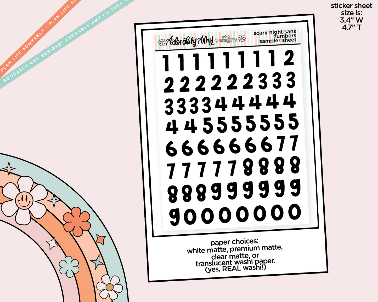 Scary Night Number Sans Stickers Deco Typography Sampler Planner Stickers