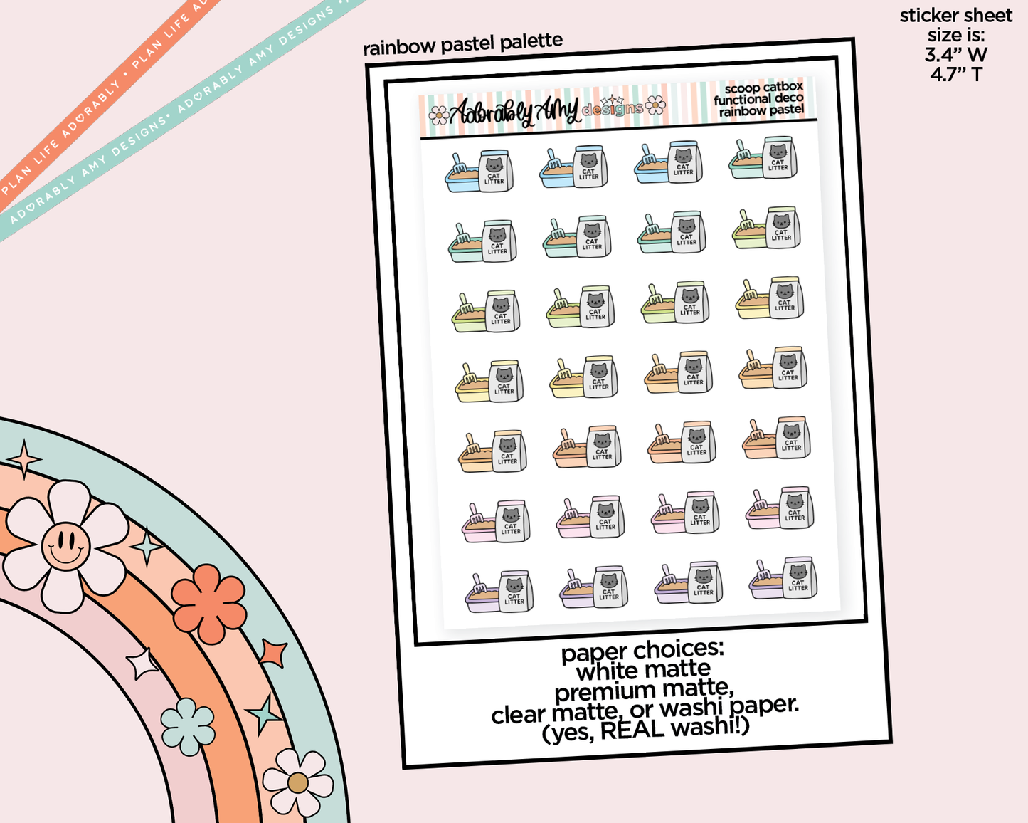 Rainbow Scoop Catbox Doodled Icon Stickers
