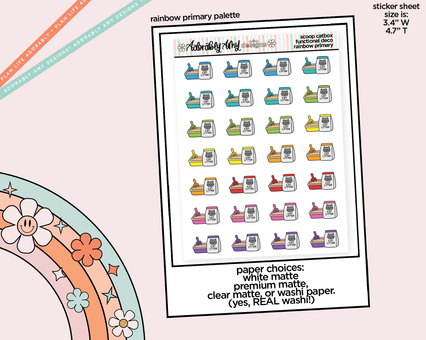 Rainbow Scoop Catbox Doodled Icon Stickers