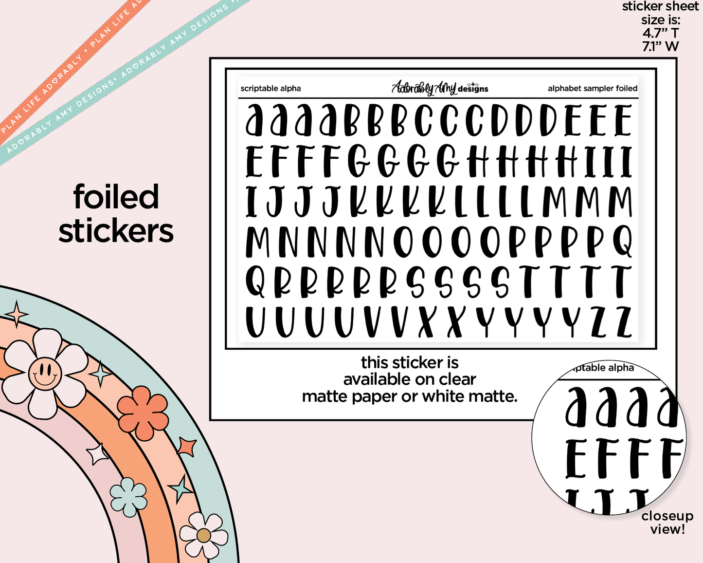 Foiled Scriptable Alphabet Stickers Deco Typography Sampler Planner Stickers