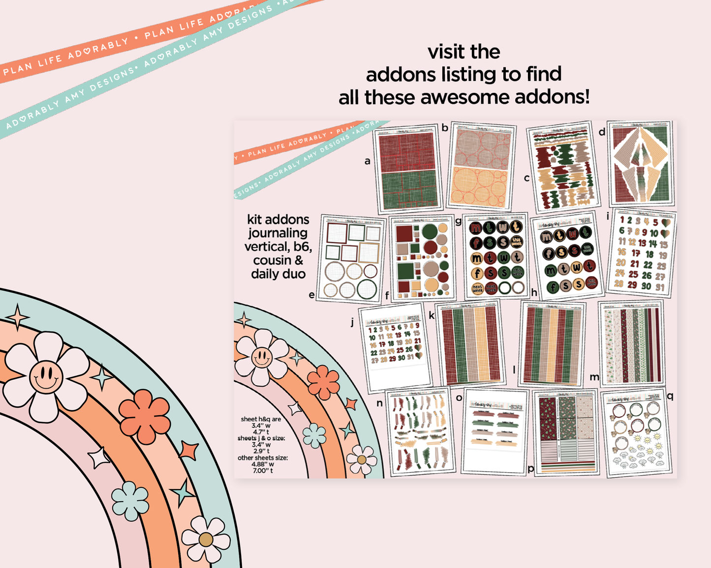 Vertical Season of Joy Weekly Sticker Kit for Vertical Standard Size Planners or Insert