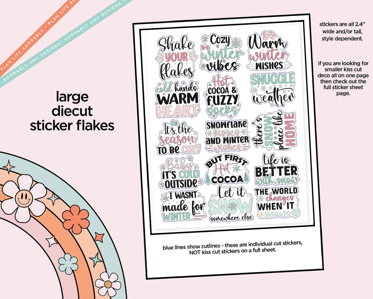 Shake Your Flakes Deco Typography Sampler Planner Stickers