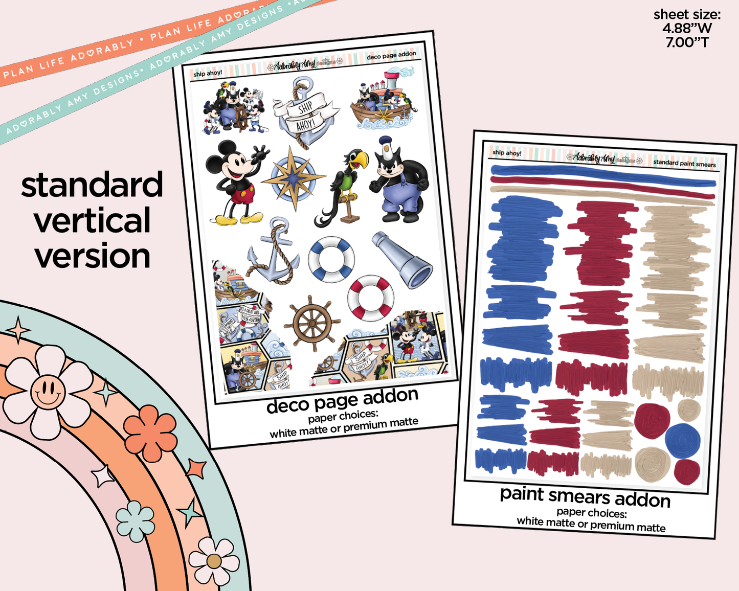 Vertical Ship Ahoy! Weekly Sticker Kit for Vertical Standard Size Planners or Insert