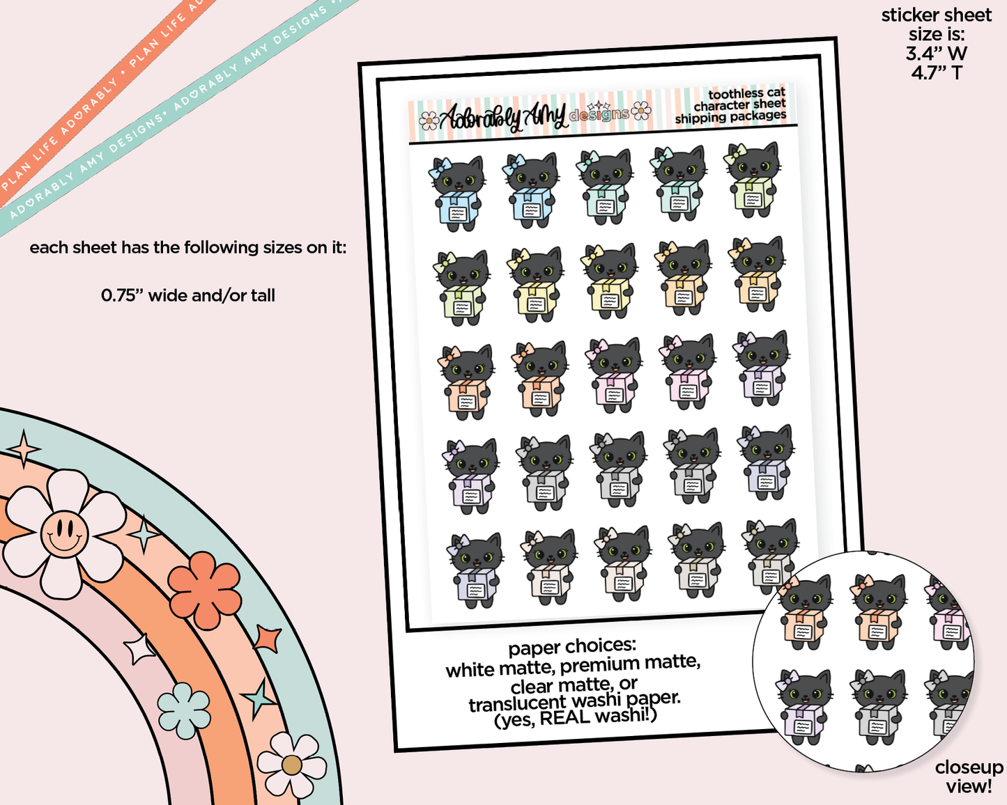 Toothless Cat Shipping Packages Decoration Character Planner Stickers