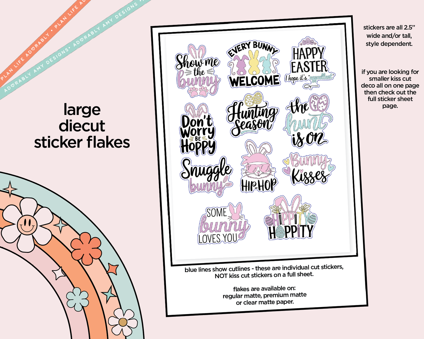 Show Me the Bunny Deco Typography Sampler Planner Stickers