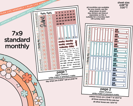 Standard 7x9 Monthly Pick Your Month Sky Above Sand Below Planner Sticker Kit for some 7x9 Planners