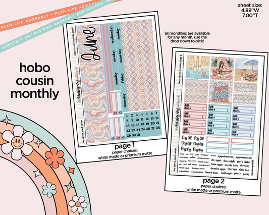 Hobonichi Cousin Monthly Pick Your Month Sky Above Sand Below Planner Sticker Kit for Hobo Cousin or Similar Planners