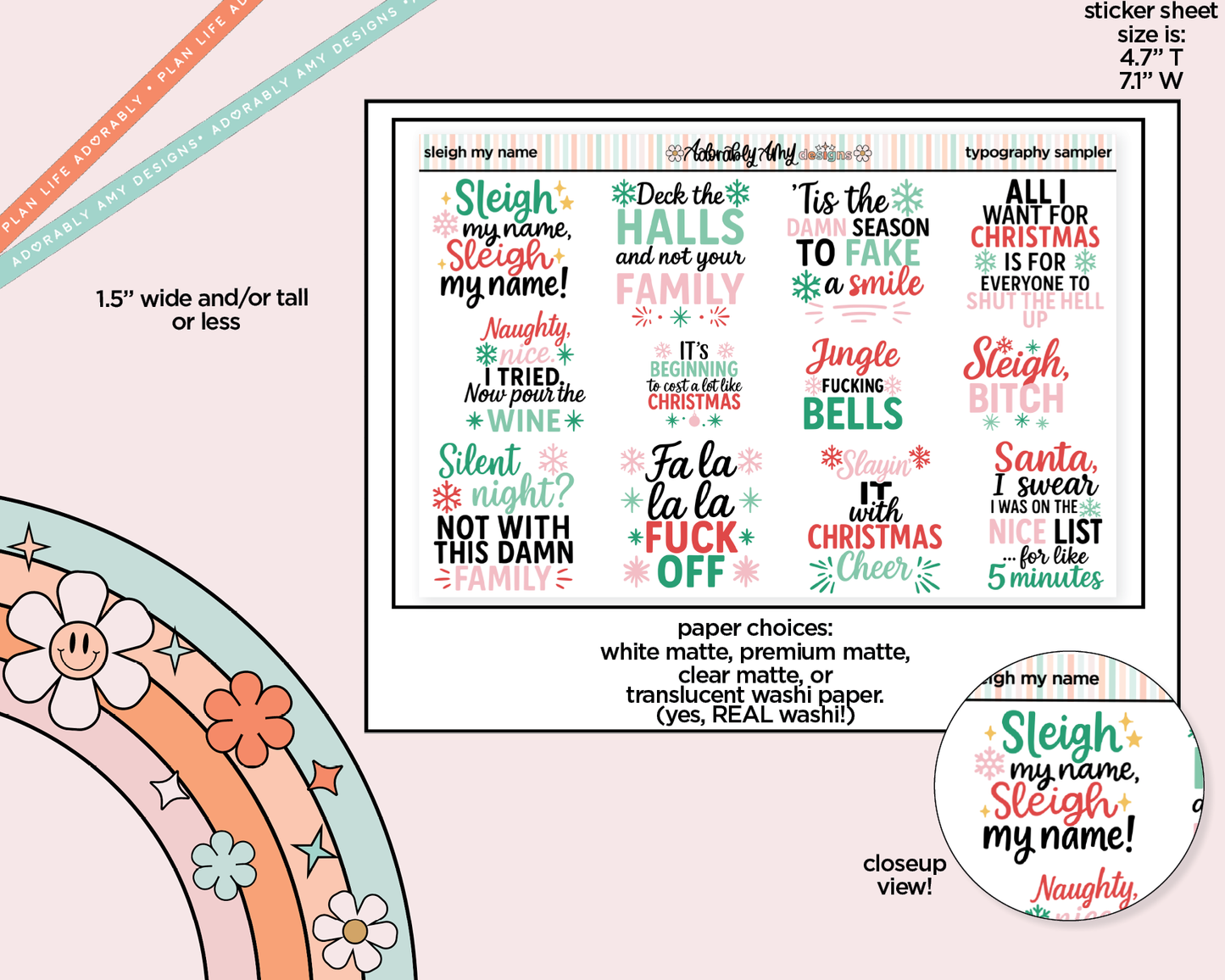 Sleigh My Name Deco Typography Sampler Planner Stickers