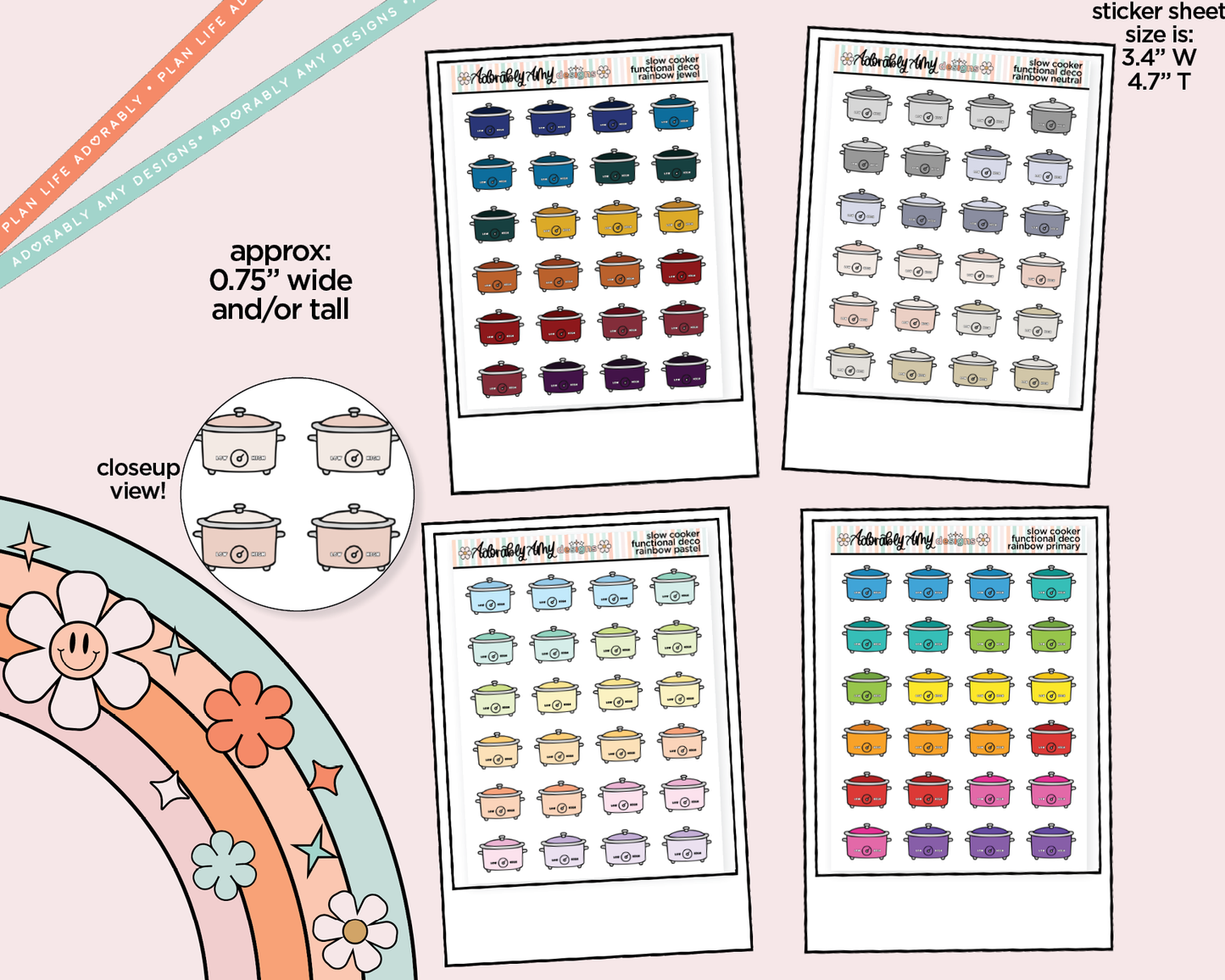 Rainbow Slow Cooker Pot Doodled Icon Stickers