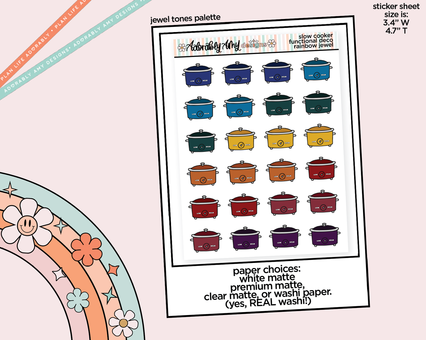 Rainbow Slow Cooker Pot Doodled Icon Stickers