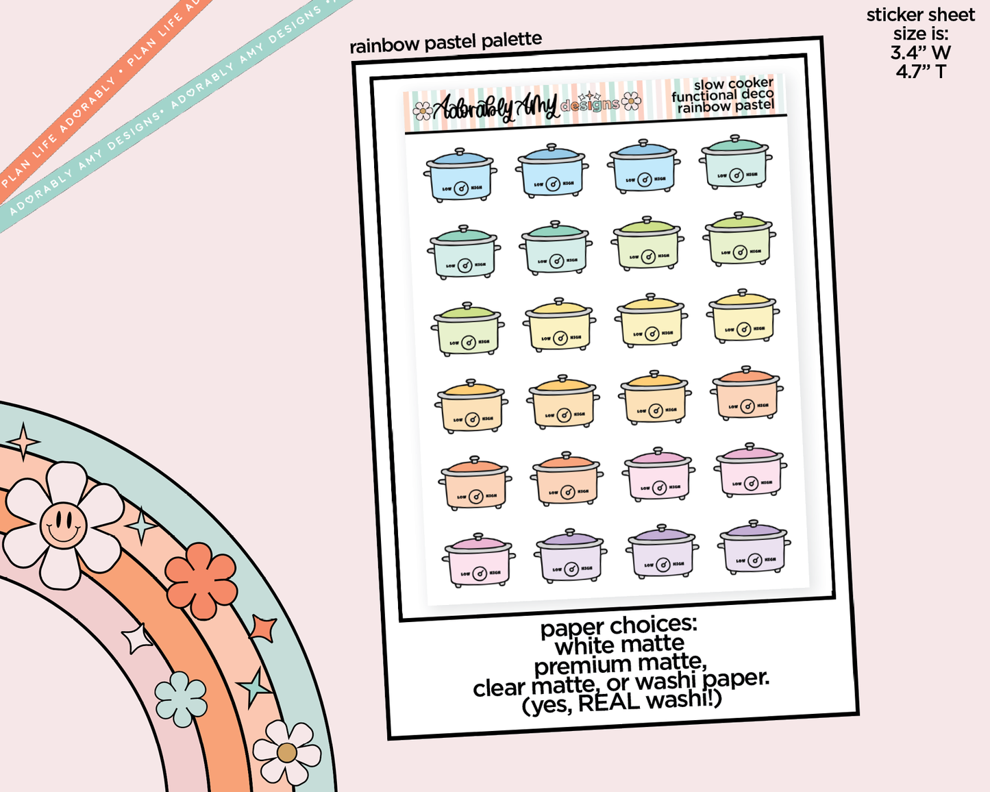 Rainbow Slow Cooker Pot Doodled Icon Stickers