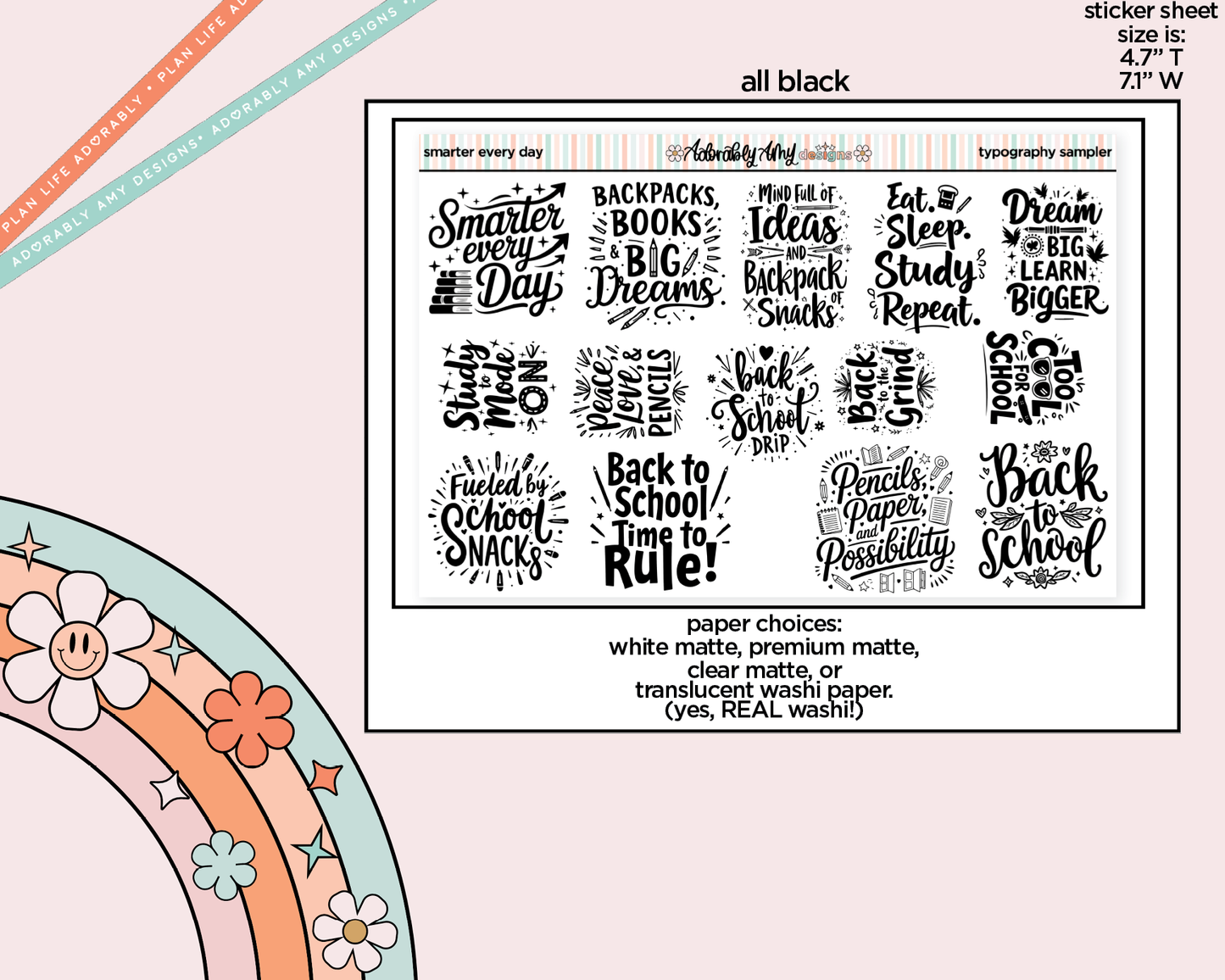 Smarter Every Day Deco Typography Sampler Planner Stickers