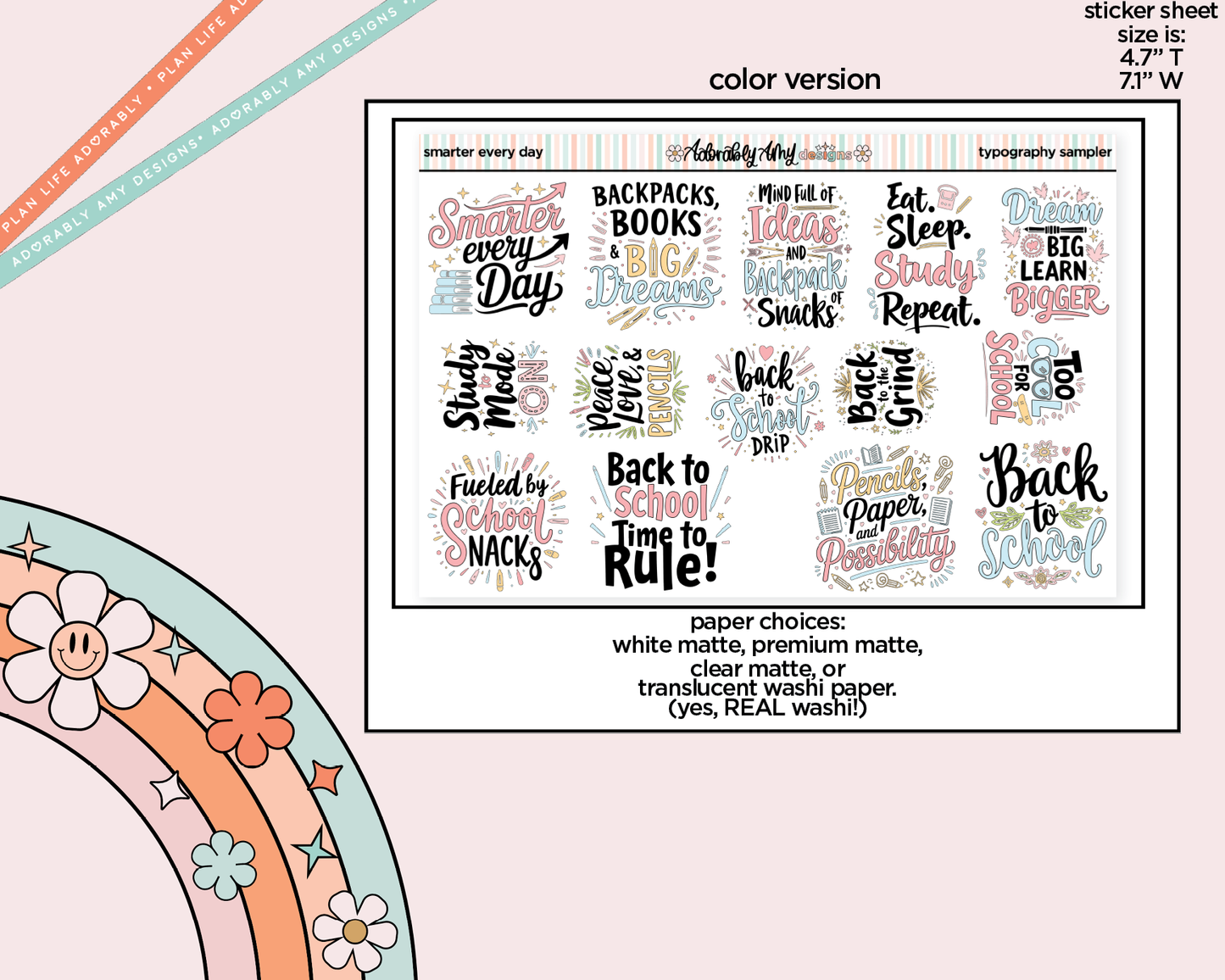 Smarter Every Day Deco Typography Sampler Planner Stickers