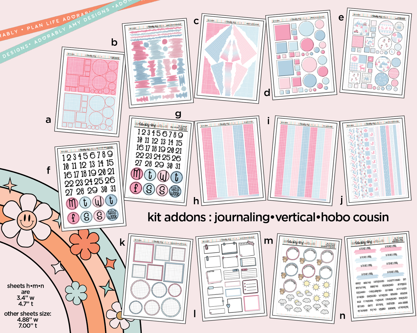 Hobonichi Cousin Weekly Let it Snow Planner Sticker Kit for Hobo Cousin or Similar Planners