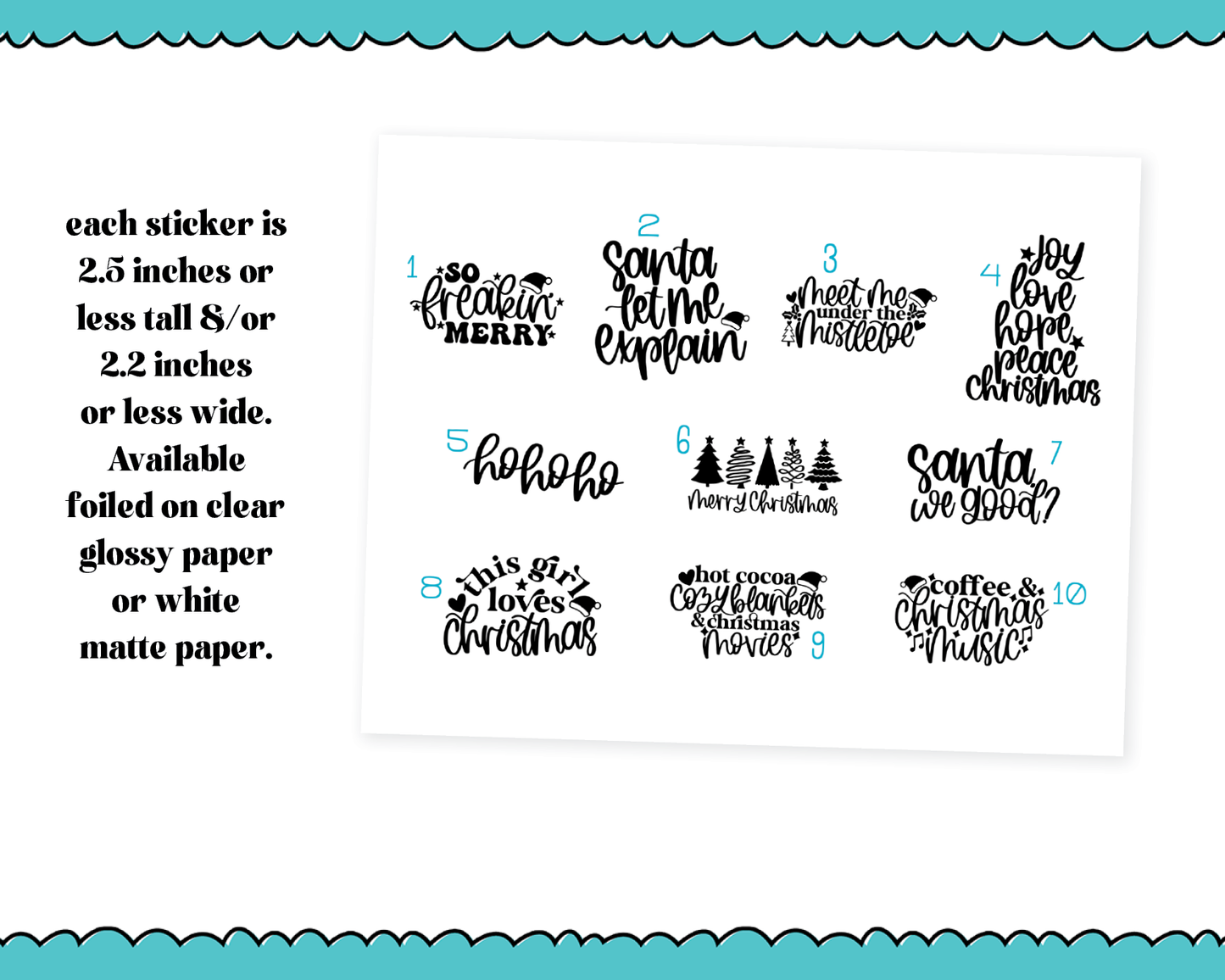 Large Diecut Sticker Flakes - So Freaking Merry Christmas Quotes Planner Stickers for any Planner or Insert