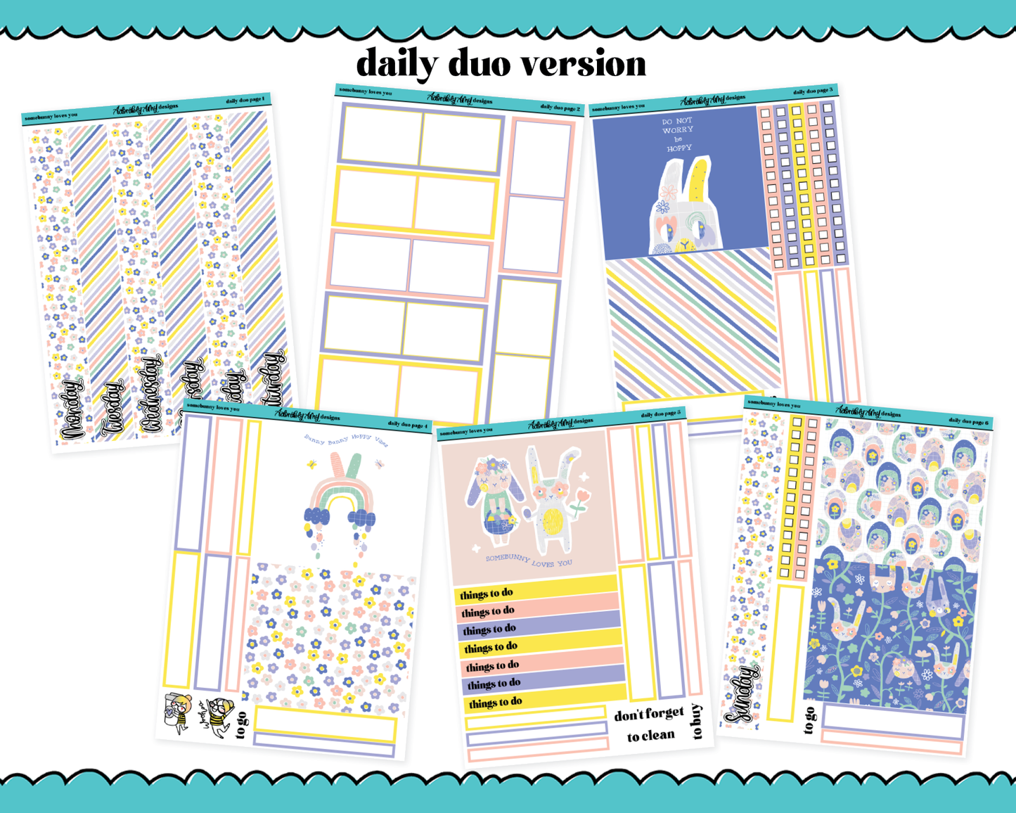 Daily Duo Somebunny Loves You Weekly Planner Sticker Kit for Daily Duo Planner