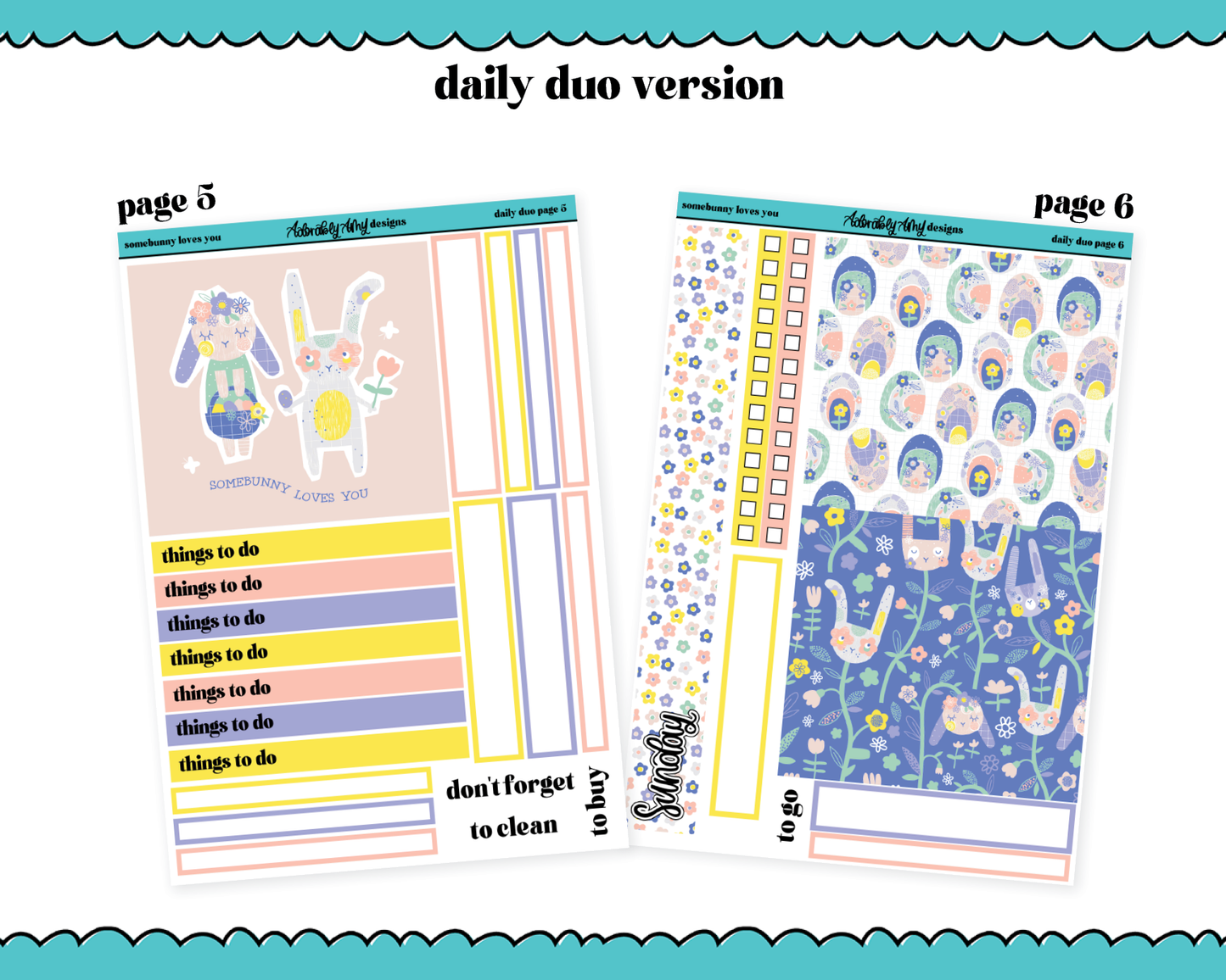 Daily Duo Somebunny Loves You Weekly Planner Sticker Kit for Daily Duo Planner