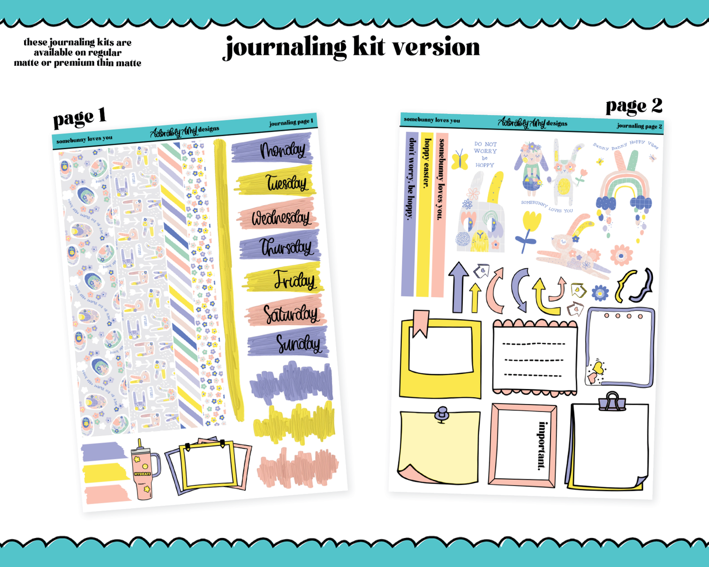 Journaling and Daily Planning Somebunny Loves You Planner Sticker Kit