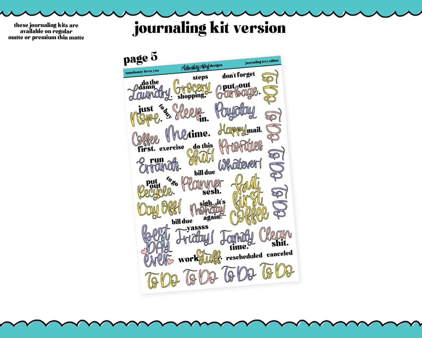 Journaling and Daily Planning Somebunny Loves You Planner Sticker Kit