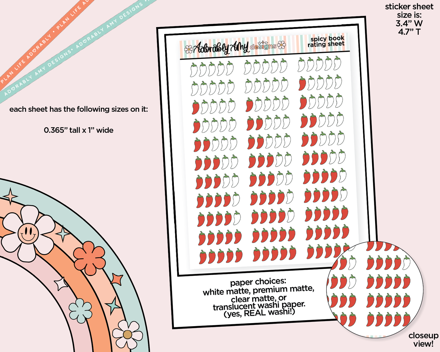 Spicy Book Ratings Deco Sampler Planner Stickers