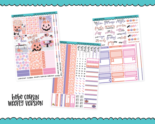 Hobonichi Cousin Weekly Spooky Trick or Treat Pastel Halloween Themed Planner Sticker Kit for Hobo Cousin or Similar Planners