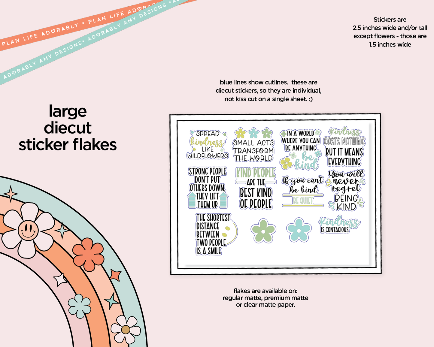 Spread Kindness Deco Typography Sampler Planner Stickers