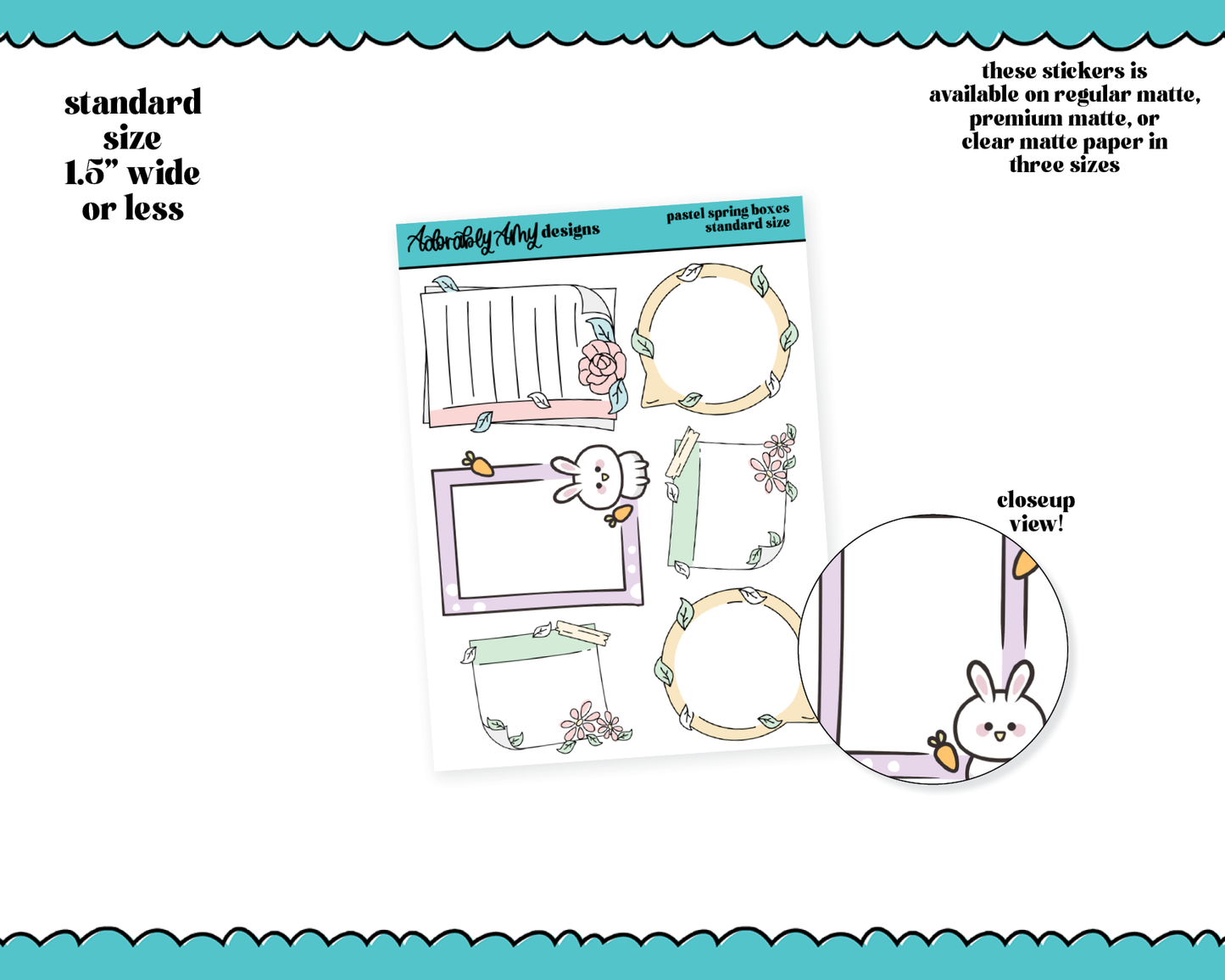 Hand Drawn Doodled Spring Boxes - 3 Sizes Planner Stickers for any Planner or Insert
