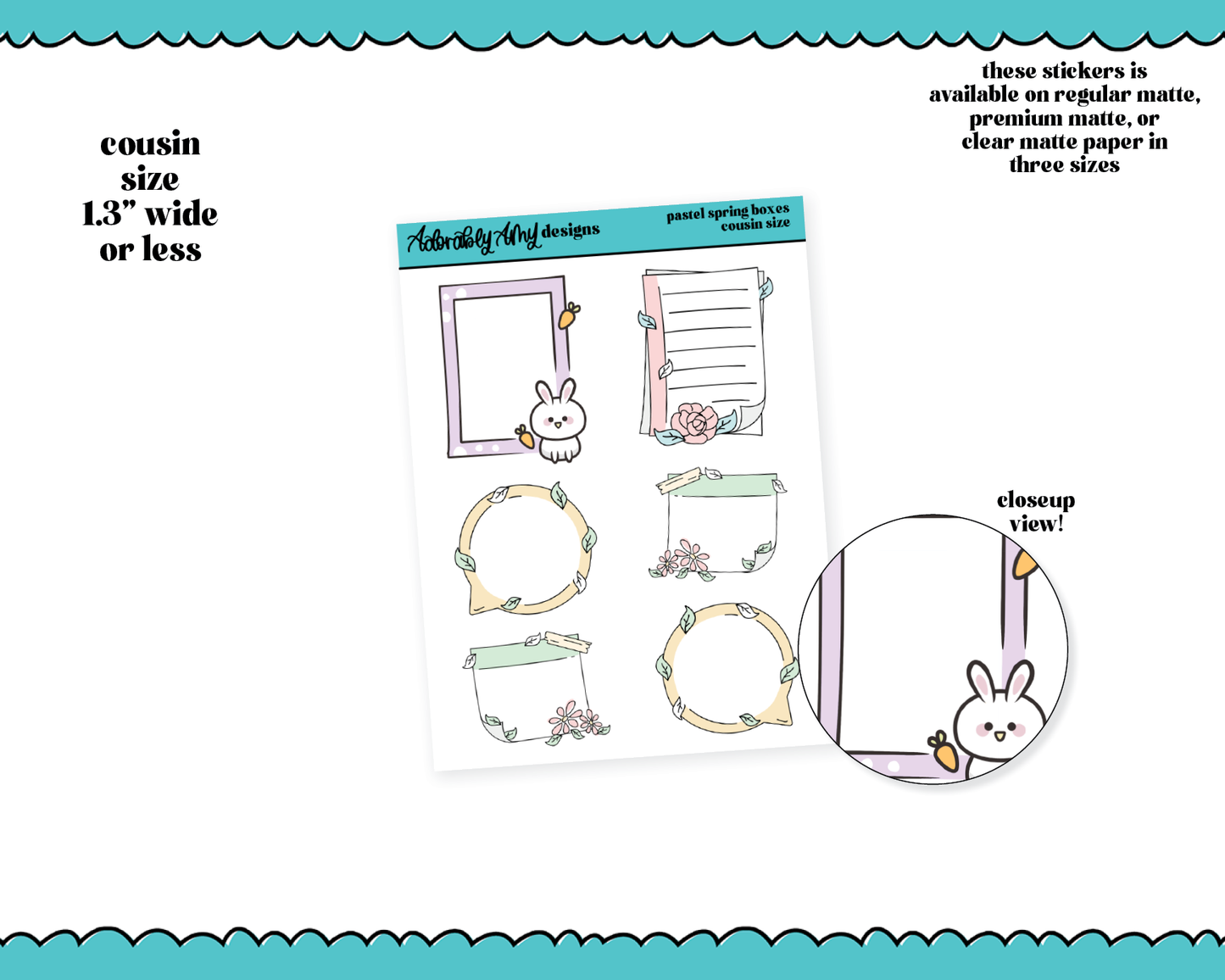 Hand Drawn Doodled Spring Boxes - 3 Sizes Planner Stickers for any Planner or Insert