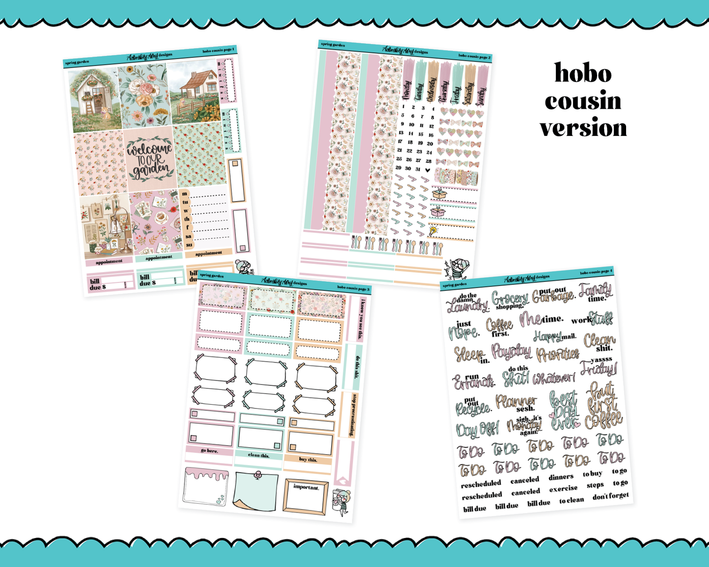 Hobonichi Cousin Weekly Spring Garden Planner Sticker Kit for Hobo Cousin or Similar Planners