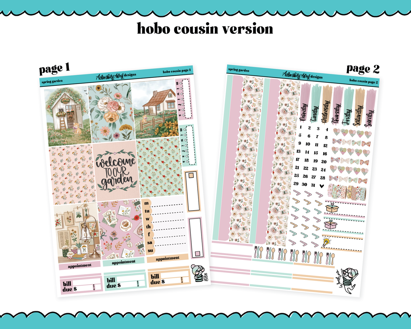 Hobonichi Cousin Weekly Spring Garden Planner Sticker Kit for Hobo Cousin or Similar Planners
