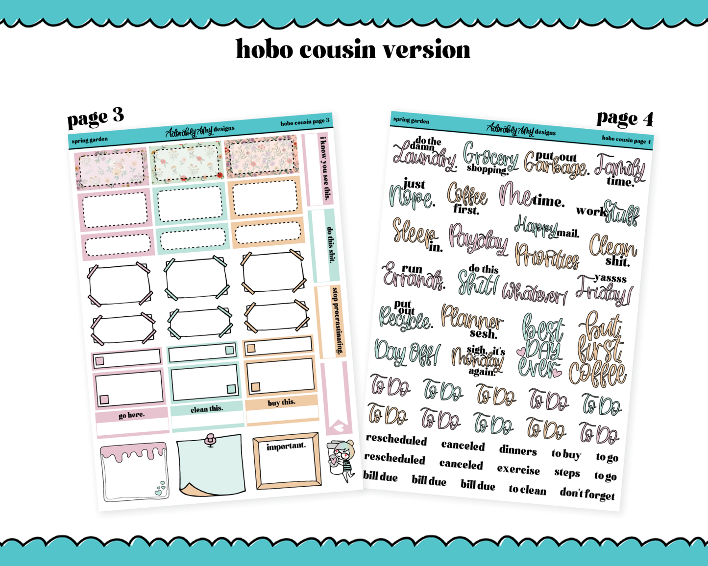 Hobonichi Cousin Weekly Spring Garden Planner Sticker Kit for Hobo Cousin or Similar Planners