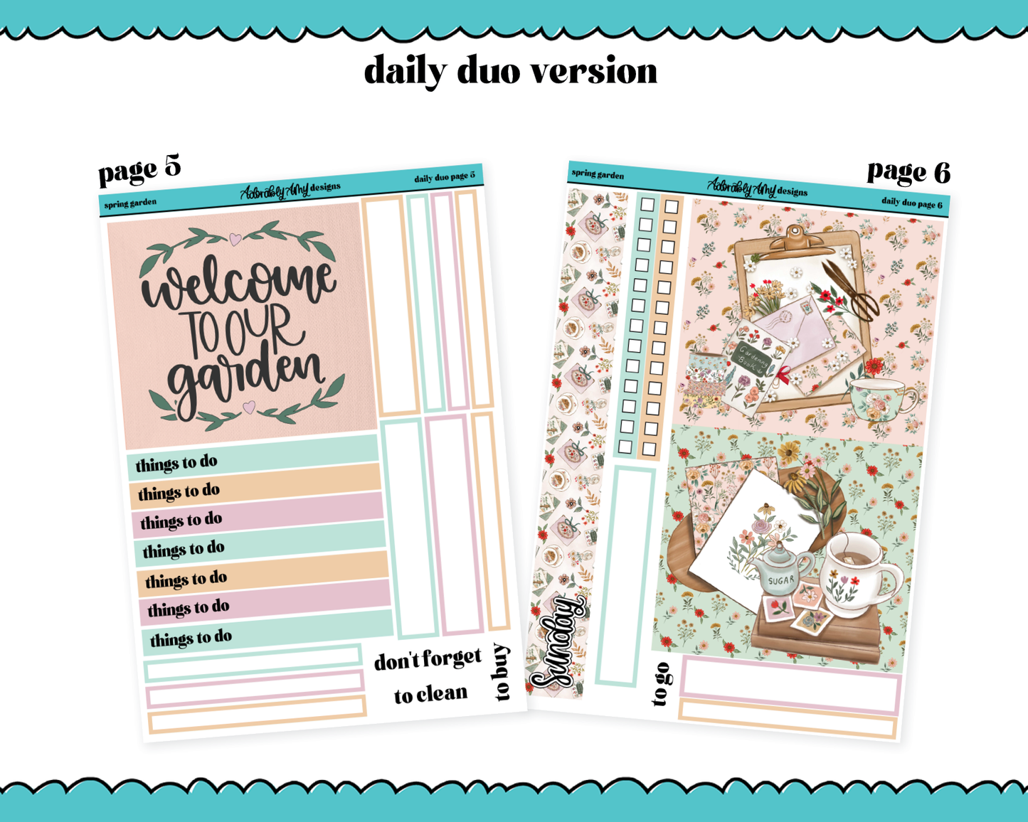 Daily Duo Spring Garden Weekly Planner Sticker Kit for Daily Duo Planner