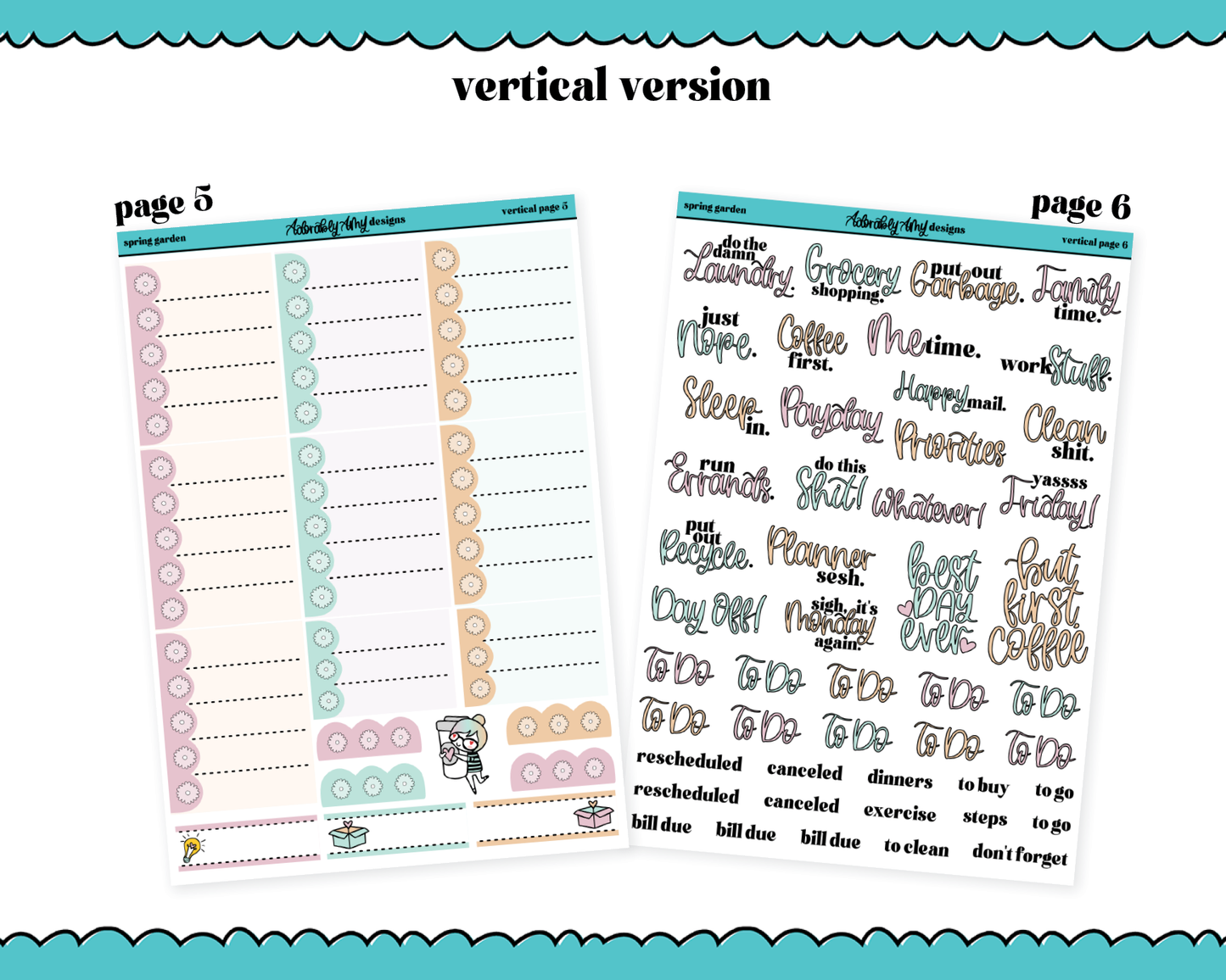 Vertical Spring Garden Planner Sticker Kit for Vertical Standard Size Planners or Inserts