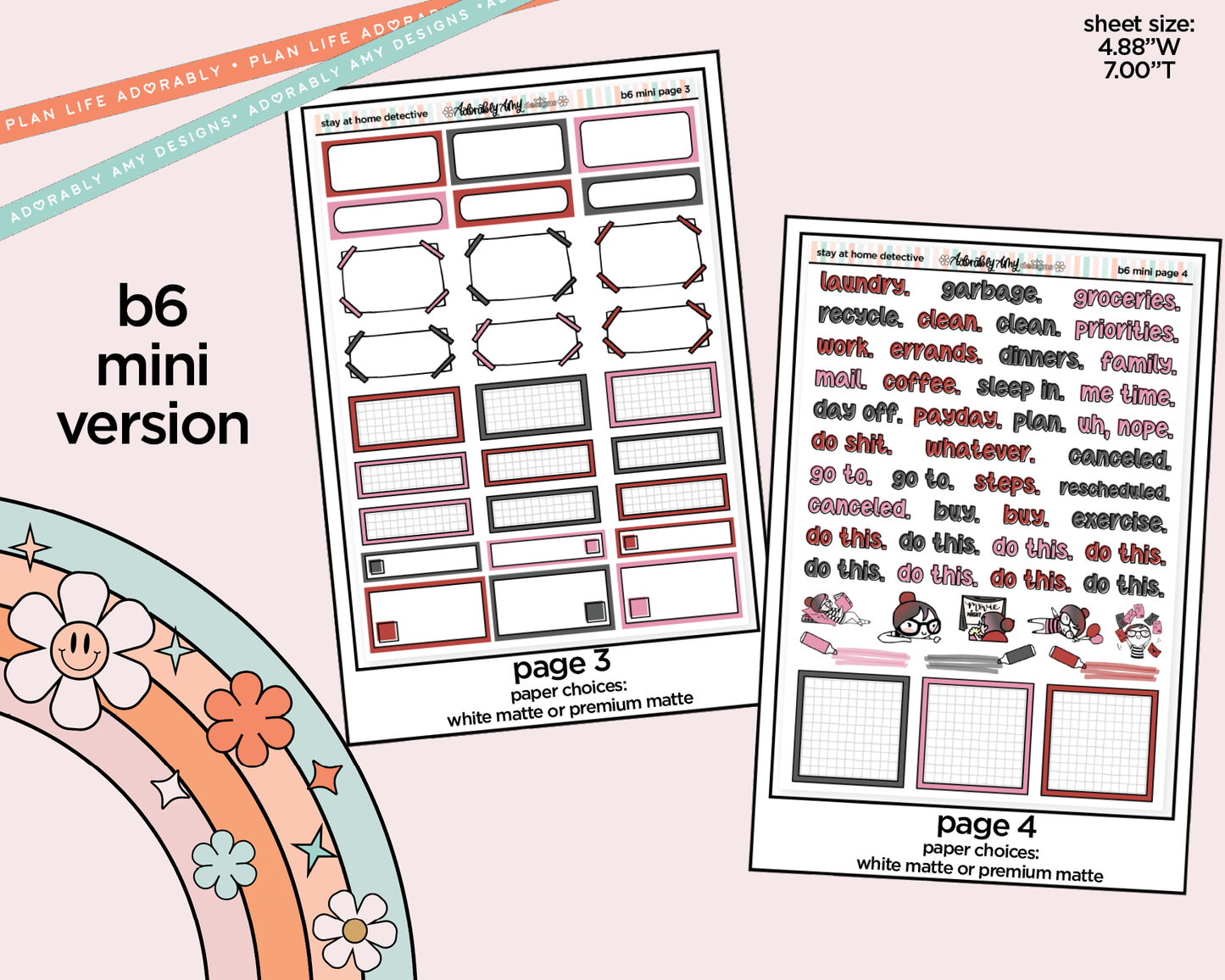 Mini B6 Stay at Home Detective Planner Sticker Kit sized for ANY Vertical Insert