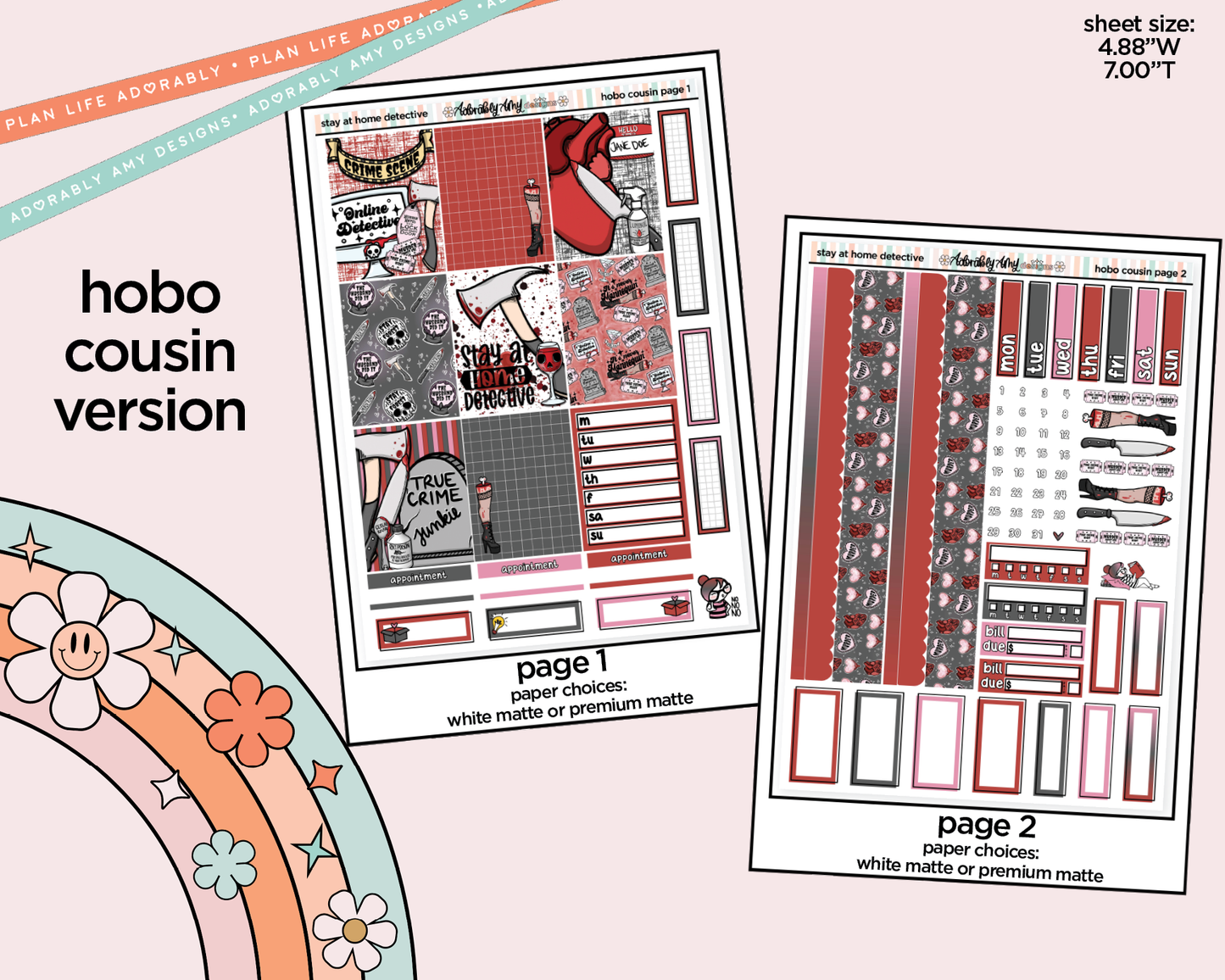 Hobonichi Cousin Weekly Stay at Home Detective Planner Sticker Kit for Hobo Cousin or Similar Planners