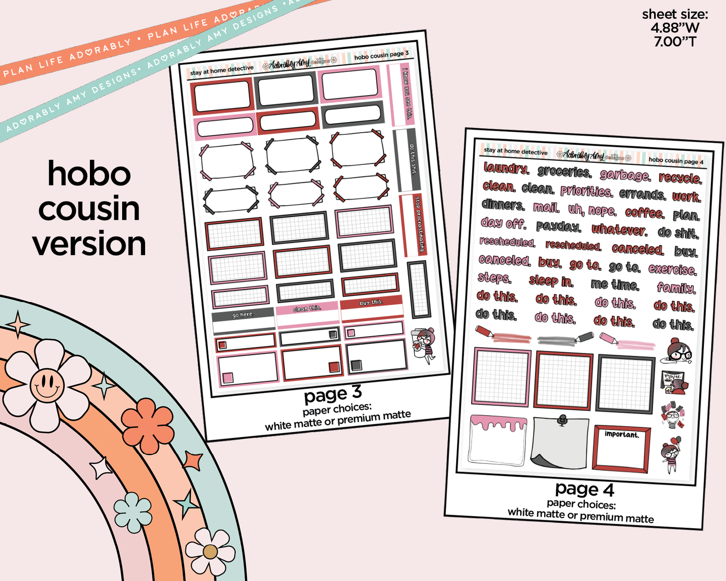Hobonichi Cousin Weekly Stay at Home Detective Planner Sticker Kit for Hobo Cousin or Similar Planners
