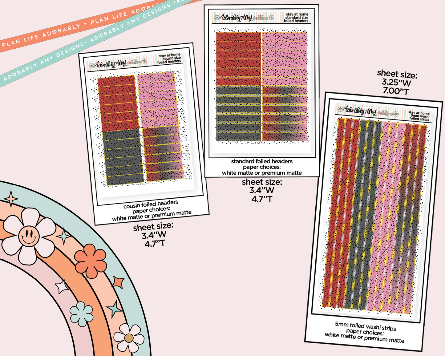 Foiled Stay at Home Detective Headers or Long Strips Planner Stickers