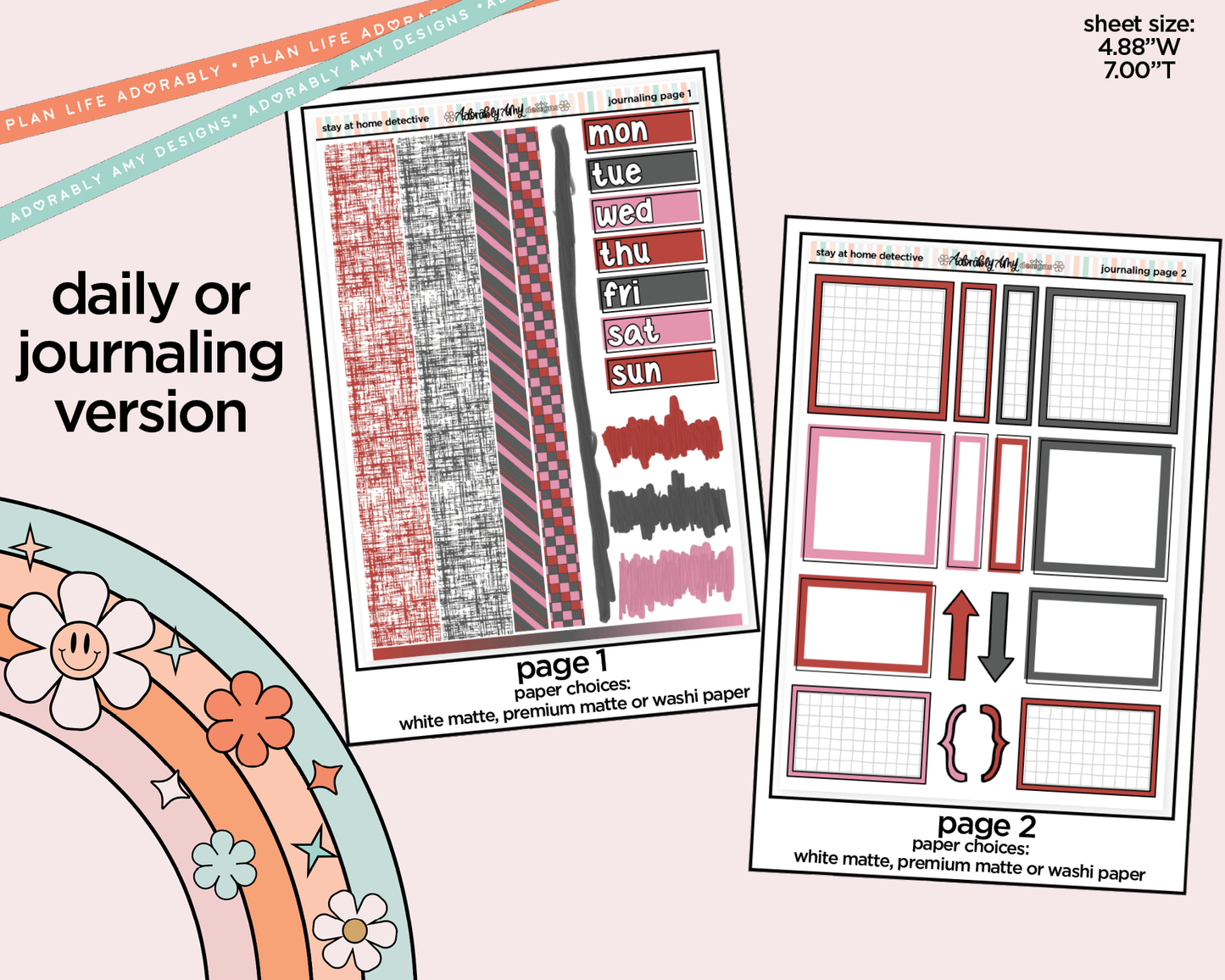 Journaling and Daily Planning Stay at Home Detective in My Hand Planner Sticker Kit