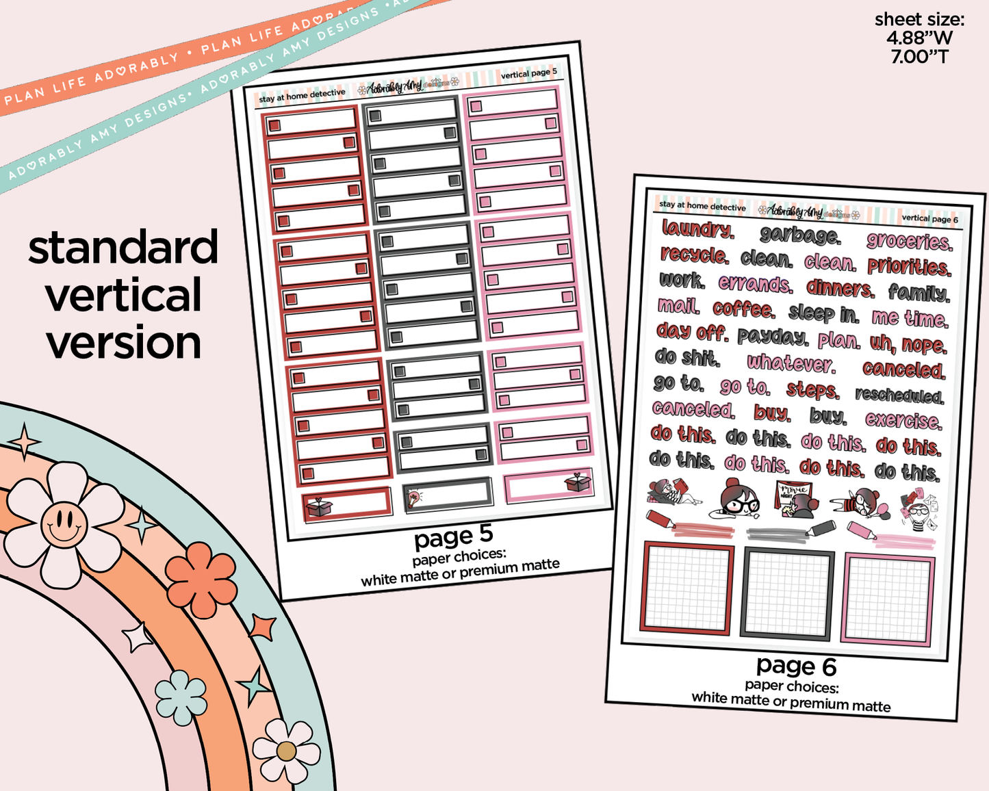 Vertical Stay at Home Detective Weekly Sticker Kit for Vertical Standard Size Planners or Insert