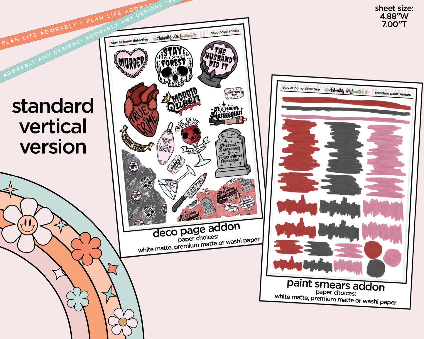 Vertical Stay at Home Detective Weekly Sticker Kit for Vertical Standard Size Planners or Insert