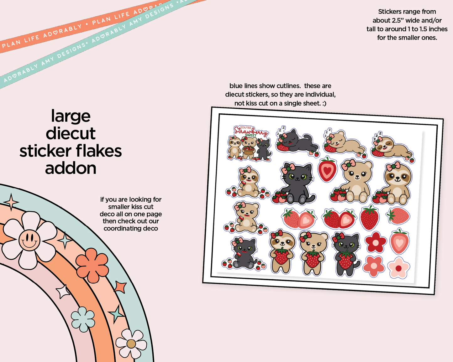 Strawberry Sweet Weekly Kit Deco Pages - All Sizes - Adorably Amy Designs