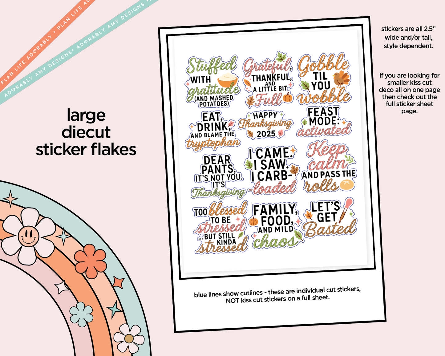 Stuffed With Gratitude Deco Typography Sampler Planner Stickers