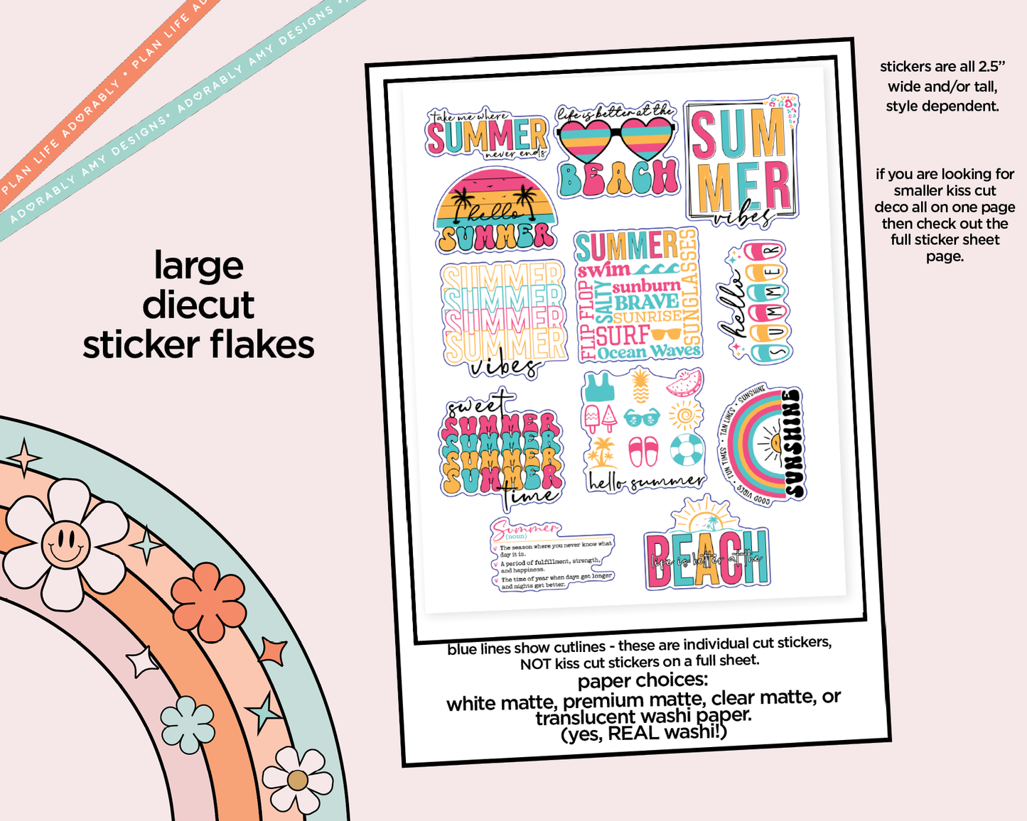 Summer Never Ends Typography Sampler Planner Stickers