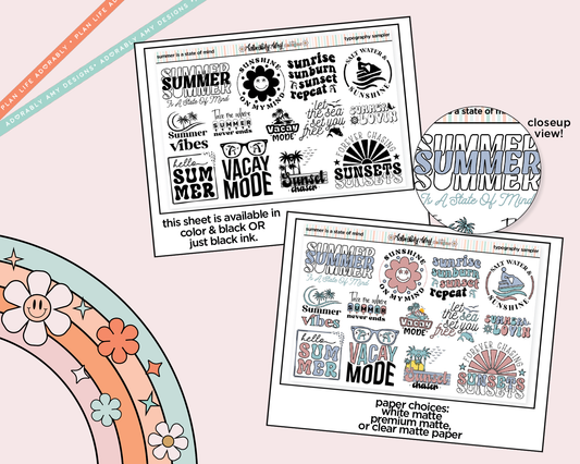 Summer is a State of Mind Deco Typography Sampler Planner Stickers