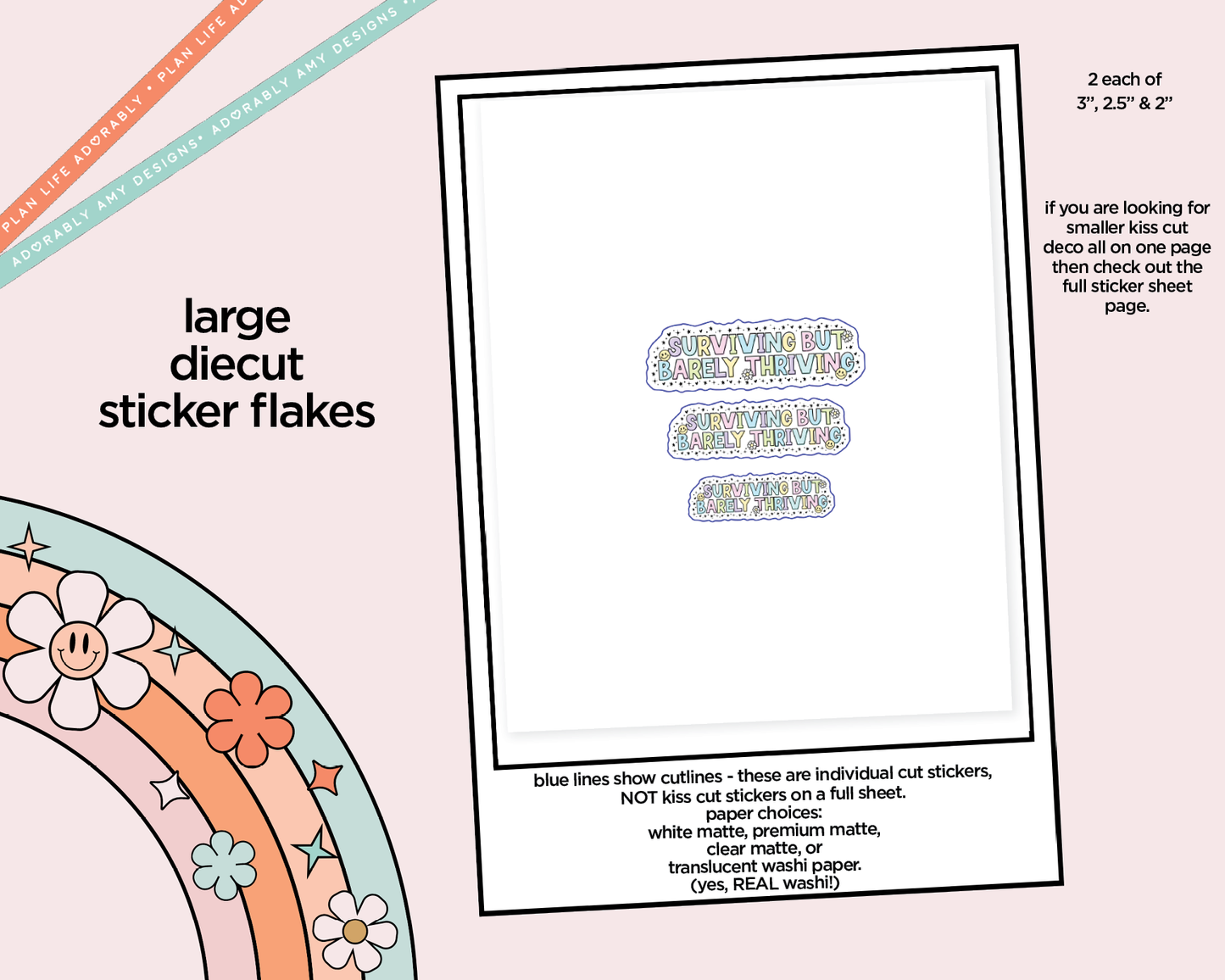 Surviving But Barely Thriving Typography Sampler Planner Stickers