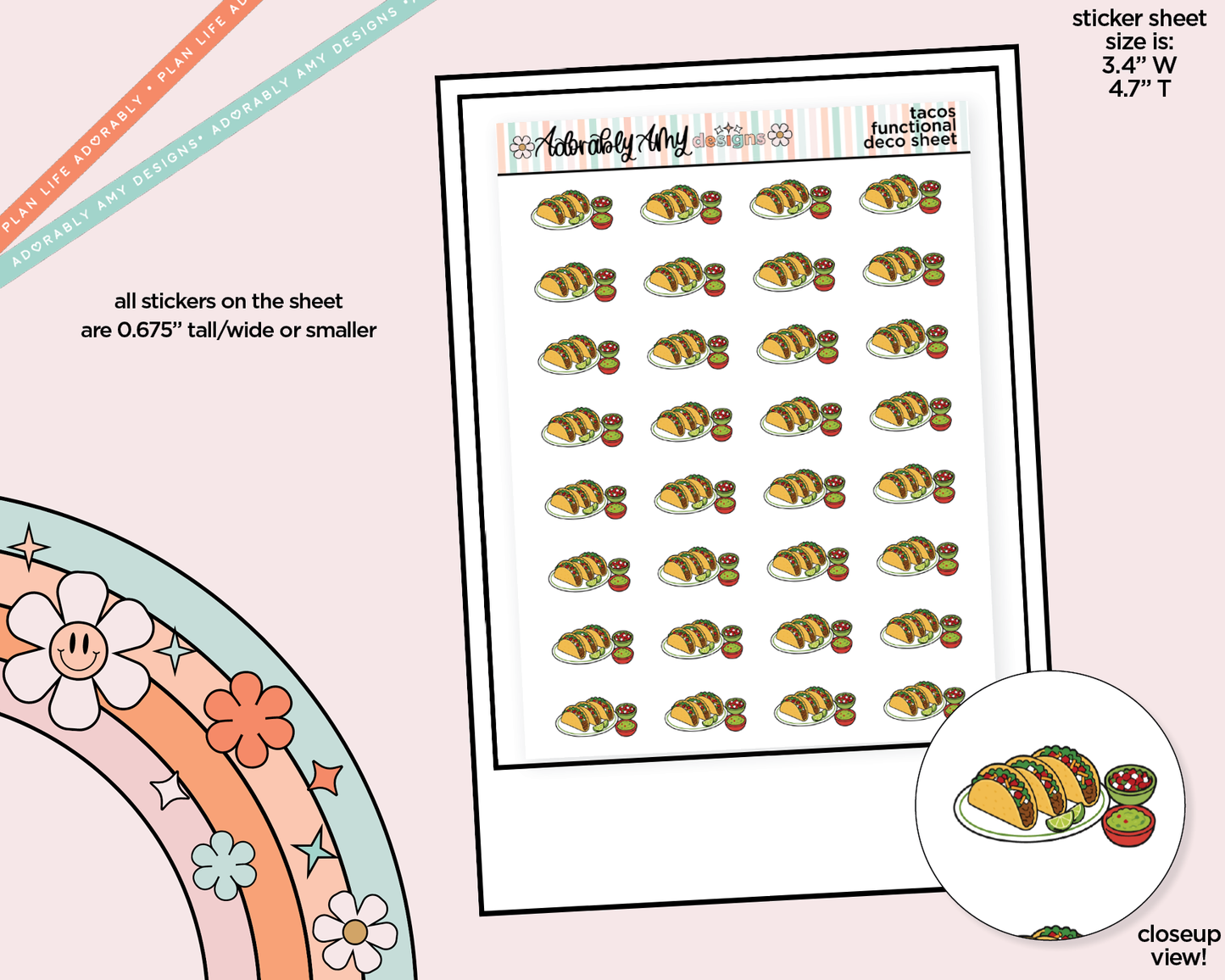 Tacos Doodled Icon Stickers