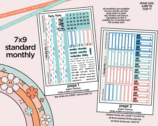 Standard 7x9 Monthly Pick Your Month Take Me to the Lake Planner Sticker Kit for some 7x9 Planners
