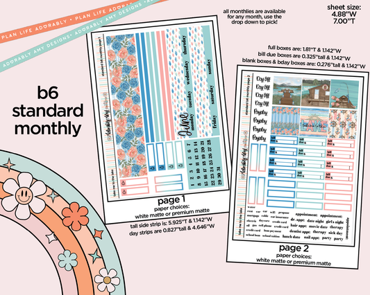 Standard B6 Monthly Pick Your Month Take Me to the Lake Planner Sticker Kit for some B6 Planners