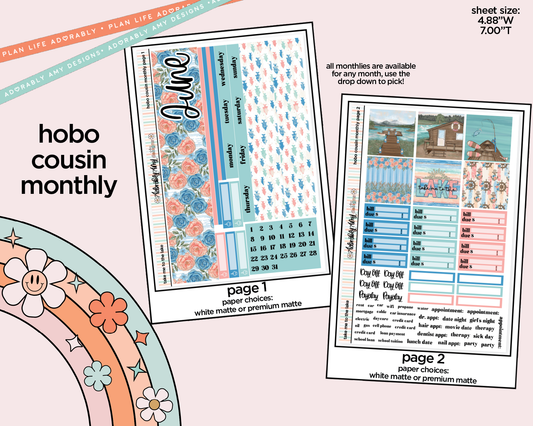 Hobonichi Cousin Monthly Pick Your Month Take Me to the Lake Planner Sticker Kit for Hobo Cousin or Similar Planners