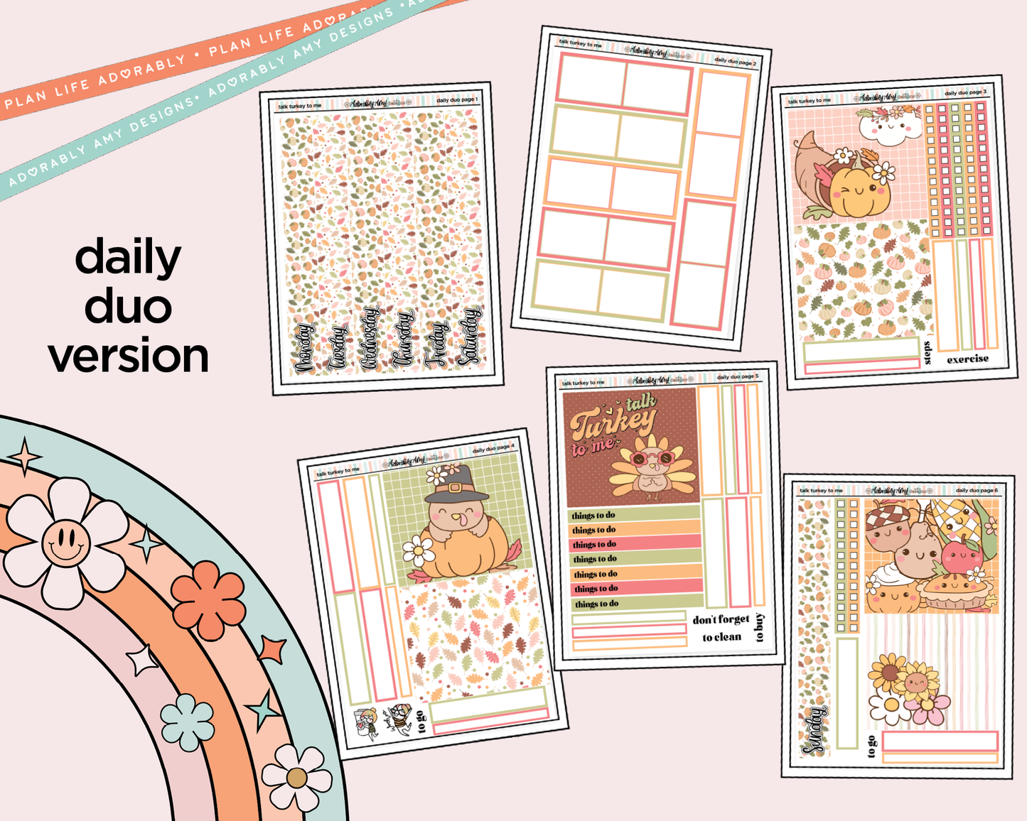 Daily Duo Talk Turkey to Me Weekly Planner Sticker Kit for Daily Duo Planner